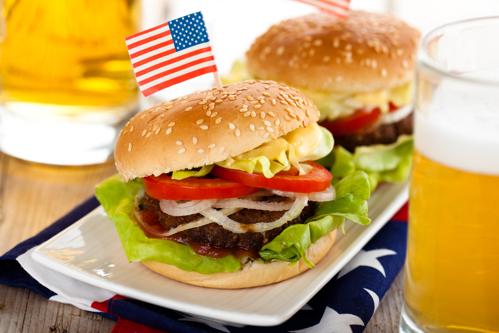 Burger med amerikansk flag